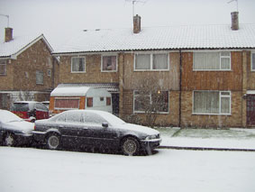 house in snow